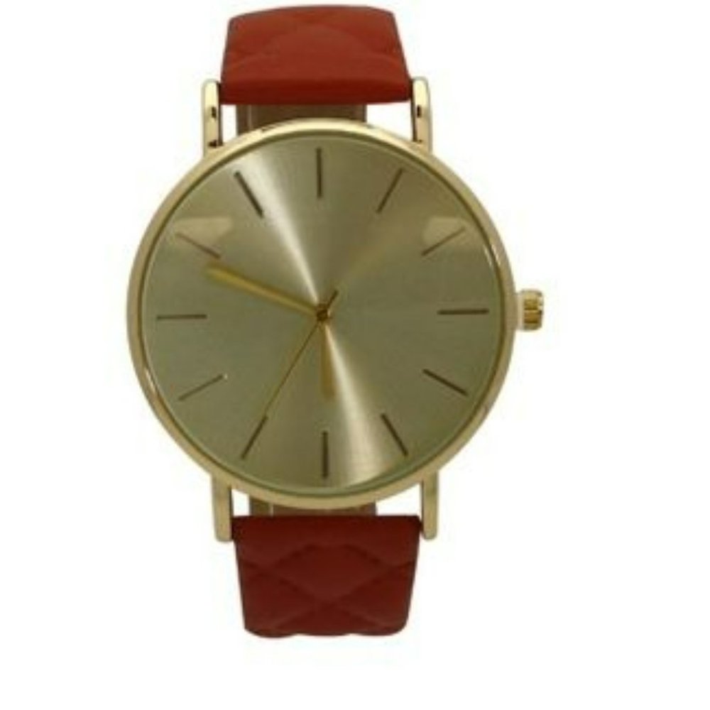 Olivia Pratt Quilted Detail Leather Strap Watch